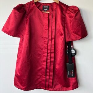 NWT Giambattista Valli for Macys Red Puff Sleeve Blouse, M